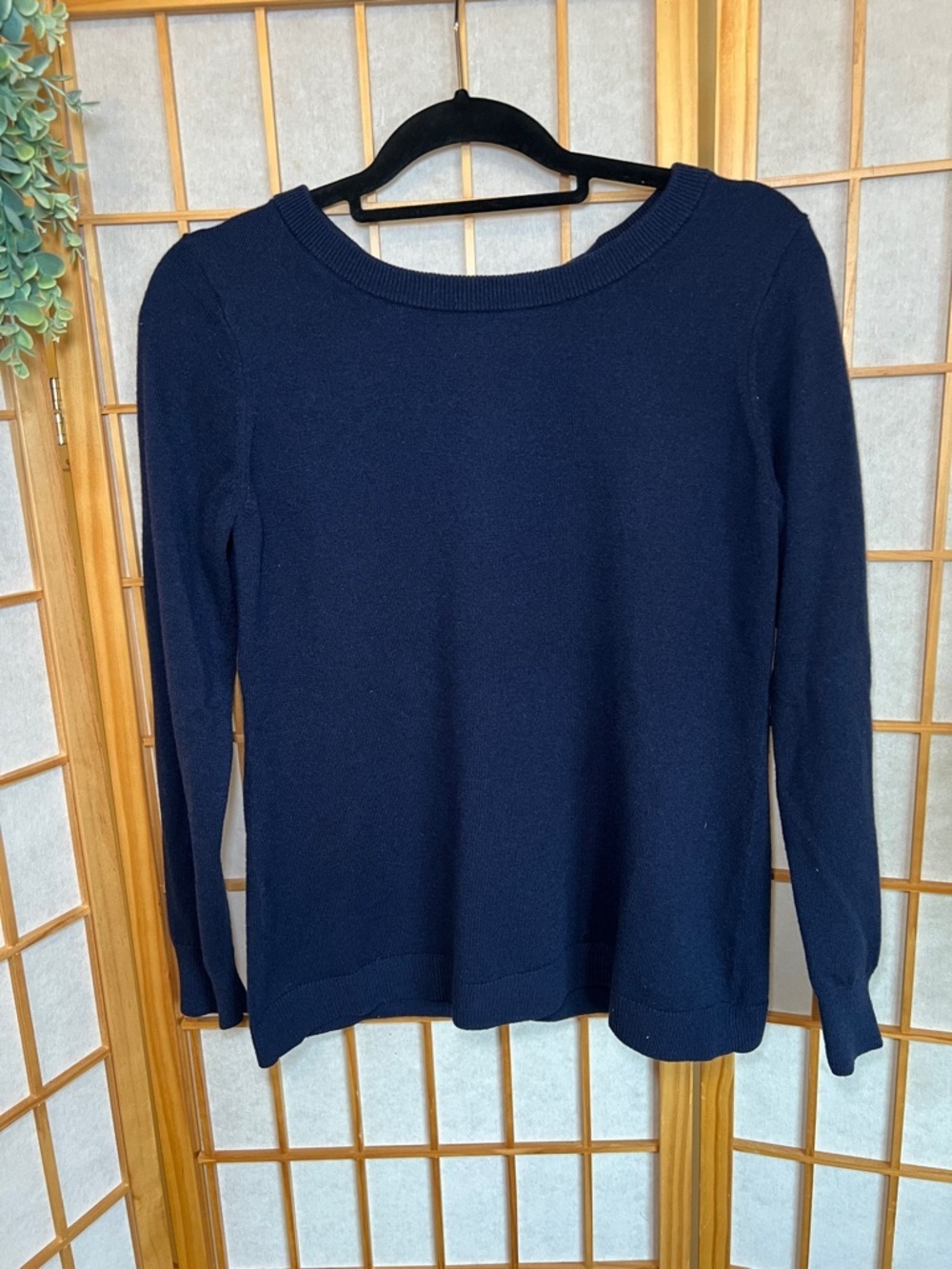 Banana Republic Black Knit Sweater Medium | Tie Back Detail Wool Blend Pullover
